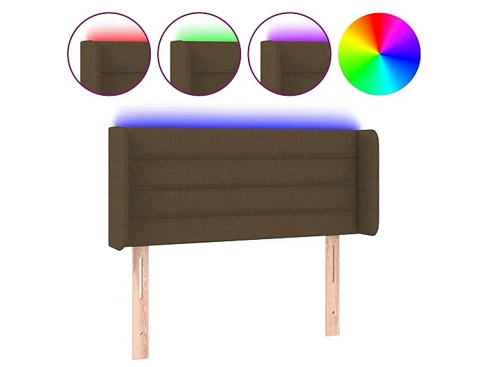 Cabecero con LED de tela marrón oscuro 103x16x78/88 cm ES88510