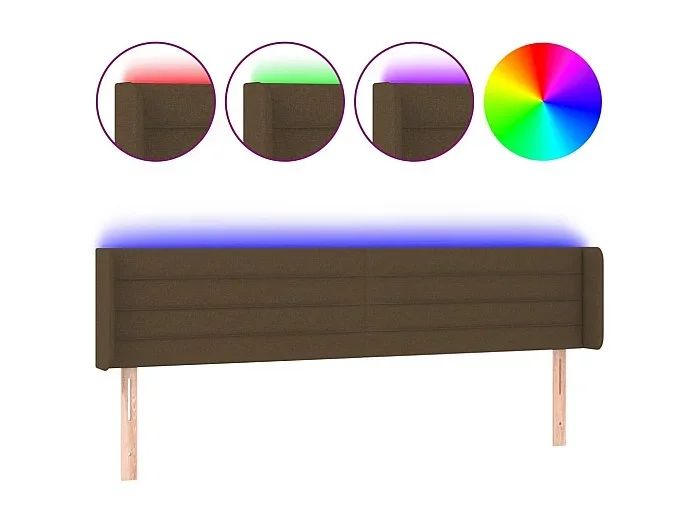 Cabecero con LED de tela marrón oscuro 163x16x78/88 cm ES71535