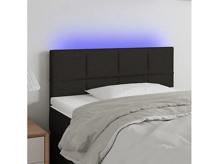 Cabecero con LED de tela negro 100x5x78/88 cm