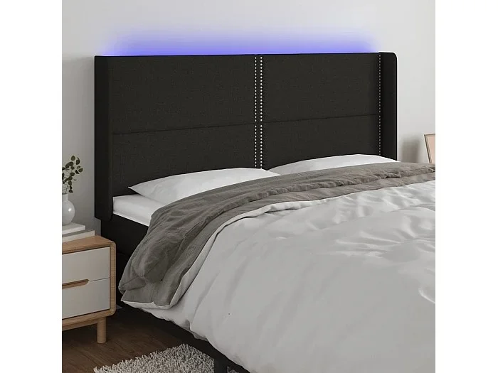 Cabecero con LED de tela negro 183x16x118/128 cm ES91820