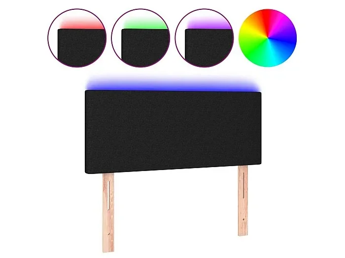 Cabecero con LED de tela negro 80x5x78/88 cm ES17697