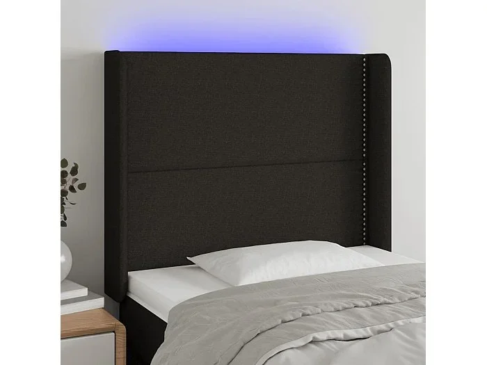 Cabecero con LED de tela negro 83x16x118/128 cm ES43712