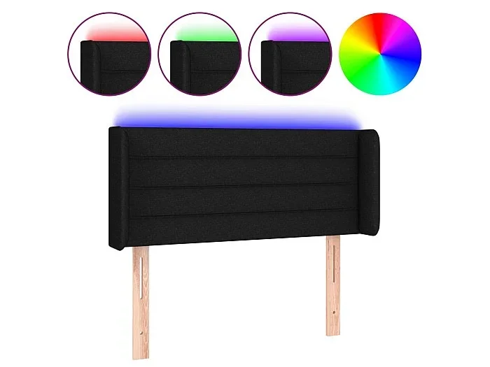 Cabecero con LED de tela negro 83x16x78/88 cm ES89557