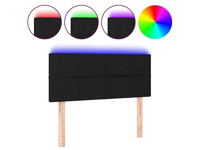Cabecero con LED de tela negro 90x5x78/88 cm ES63385