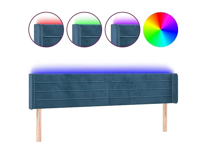 Cabecero con LED de terciopelo azul oscuro 183x16x78/88 cm ES39533
