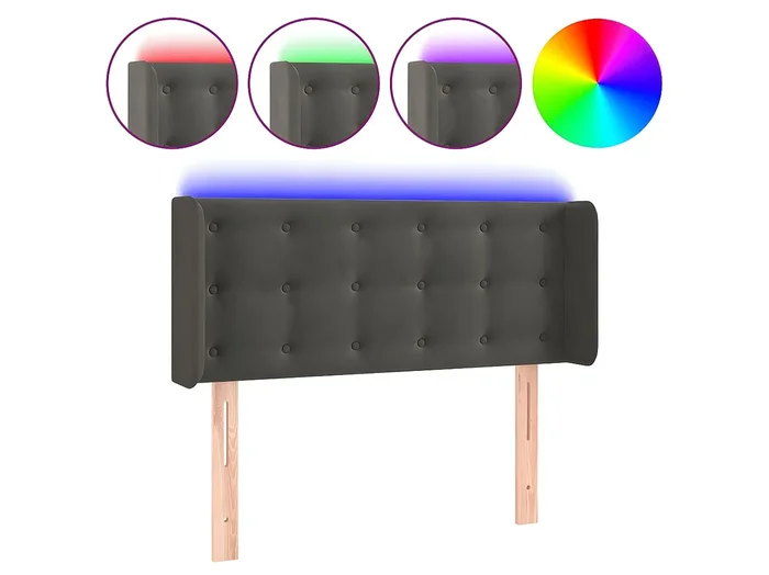 Cabecero con LED de terciopelo gris oscuro 103x16x78/88 cm ES17466