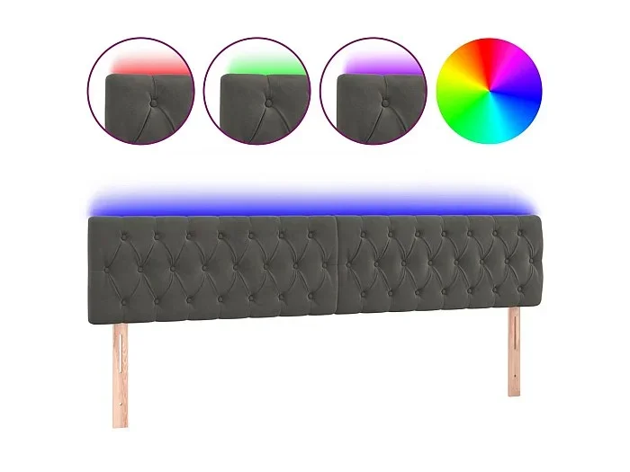Cabecero con LED de terciopelo gris oscuro 200x7x78/88 cm ES41920