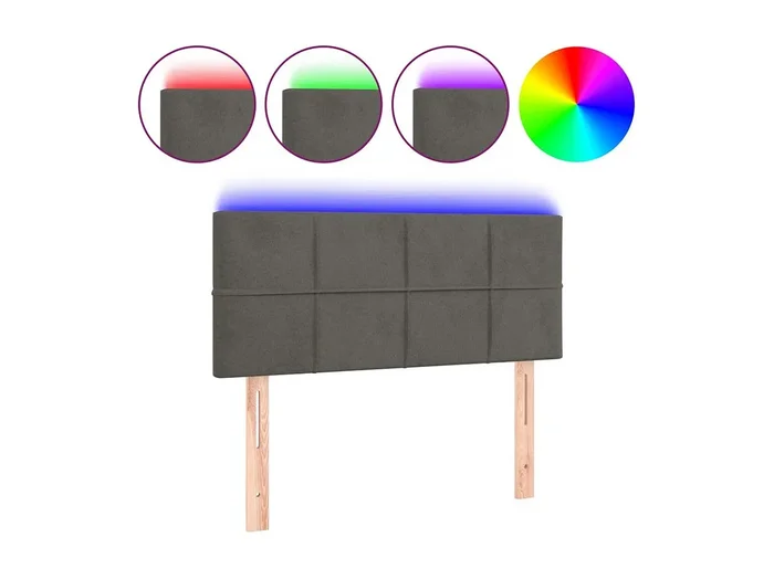 Cabecero con LED de terciopelo gris oscuro 90x5x78/88 cm ES13038