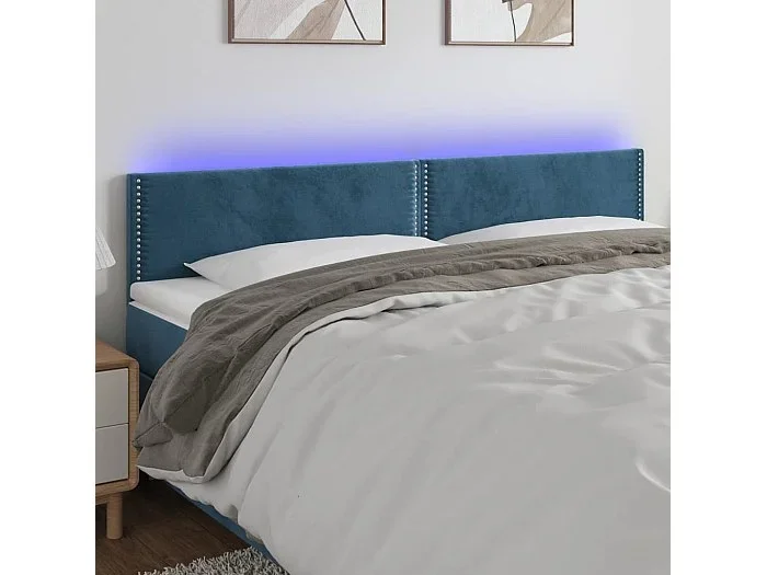 Cabecero con LED de terciopelo marrón oscuro 160x5x78/88 cm