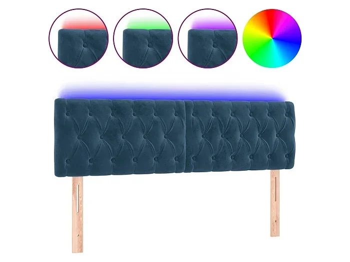 Cabecero con LED de terciopelo marrón oscuro 160x7x78/88 cm ES94266