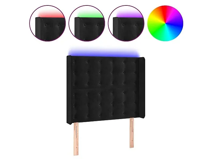 Cabecero con LED de terciopelo negro 83x16x118/128 cm ES72724