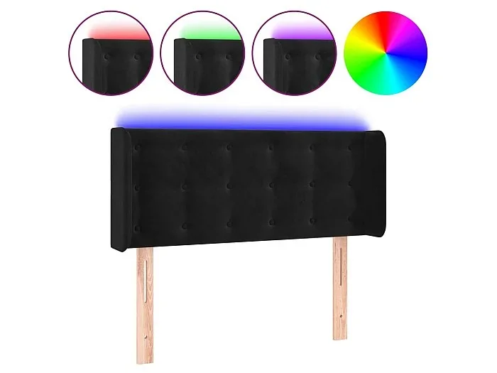 Cabecero con LED de terciopelo negro 83x16x78/88 cm ES76216