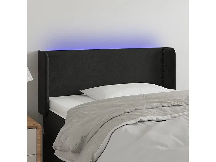 Cabecero con LED de terciopelo negro 93x16x78/88 cm ES25525