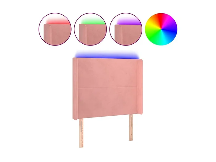 Cabecero con LED de terciopelo rosa 103x16x118/128 cm ES64539