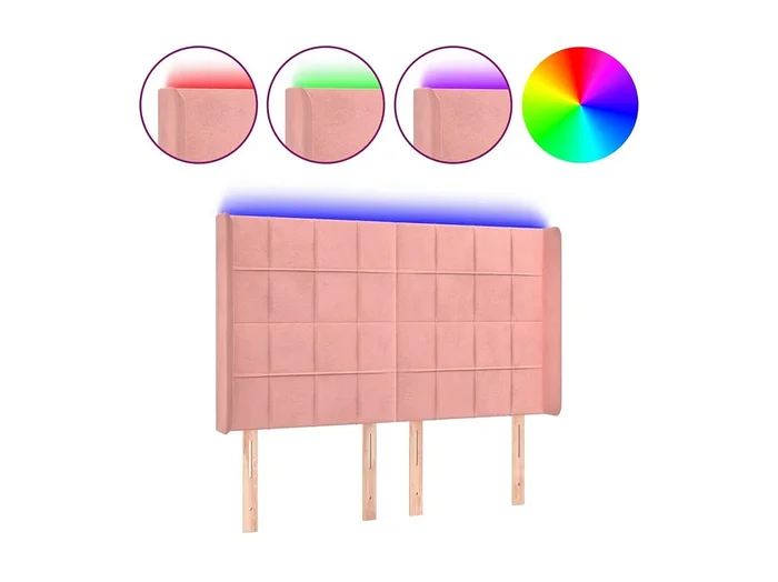 Cabecero con LED de terciopelo rosa 147x16x118/128 cm ES82007