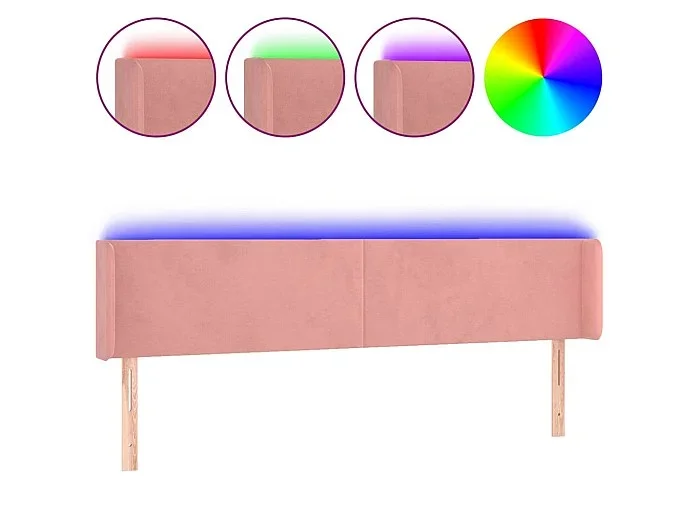 Cabecero con LED de terciopelo rosa 203x16x78/88 cm ES84081