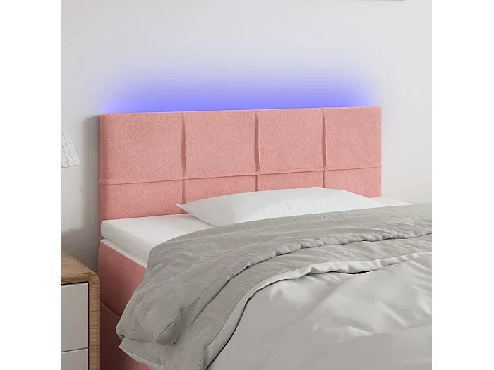 Cabecero con LED de terciopelo rosa 80x5x78/88 cm