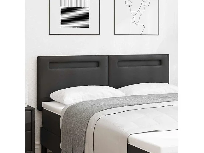 Cabecero con luces de tiras LED con cabecera Negro 160 cm PVC