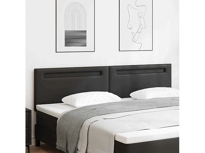 Cabecero con luces de tiras LED con cabecera Negro 200 cm PVC