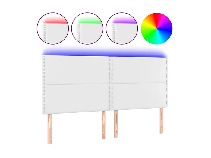Cabecero con luces LED cuero sintético blanco 160x5x118/128 cm ES68755