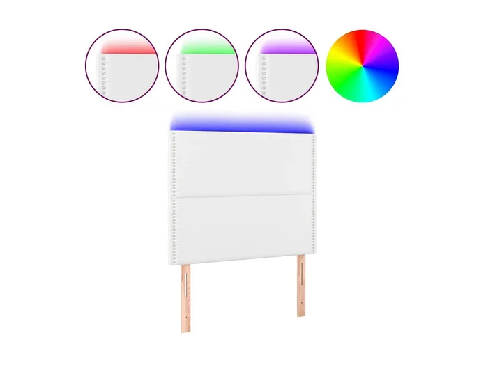 Cabecero con luces LED cuero sintético blanco 90x5x118/128 cm ES83495