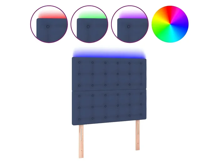 Cabecero con luces LED tela azul 90x5x118/128 cm ES74963