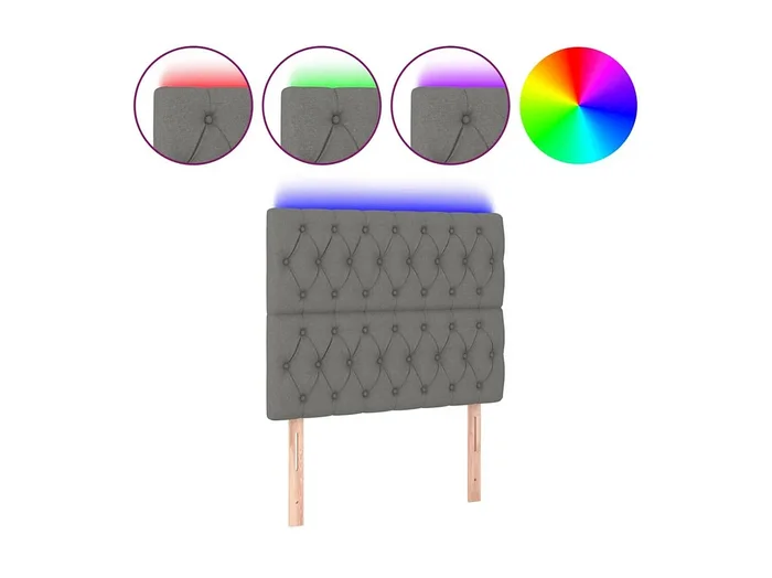 Cabecero con luces LED tela gris oscuro 100x7x118/128 cm ES94785