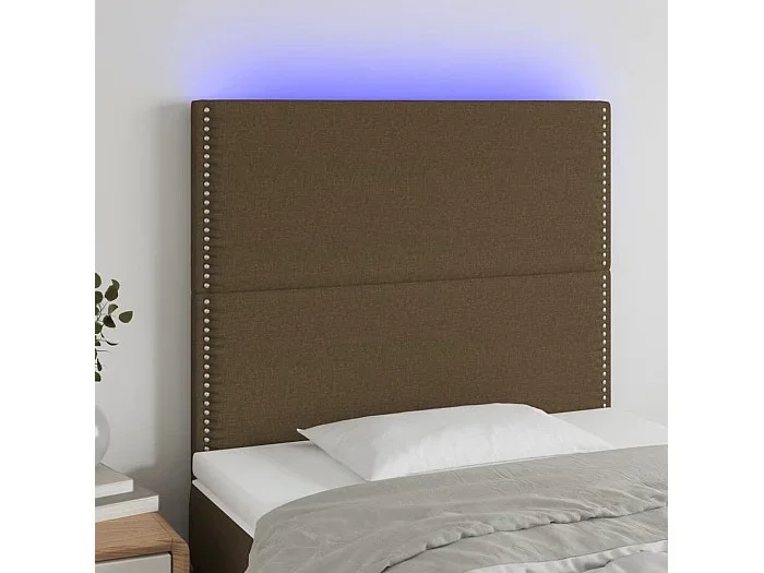 Cabecero con luces LED tela marrón oscuro 80x5x118/128 cm