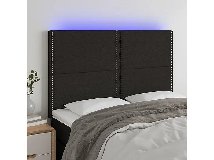 Cabecero con luces LED tela negro 144x5x118/128 cm ES95677