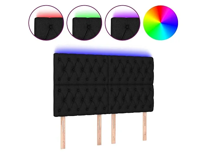 Cabecero con luces LED tela negro 160x7x118/128 cm ES33881