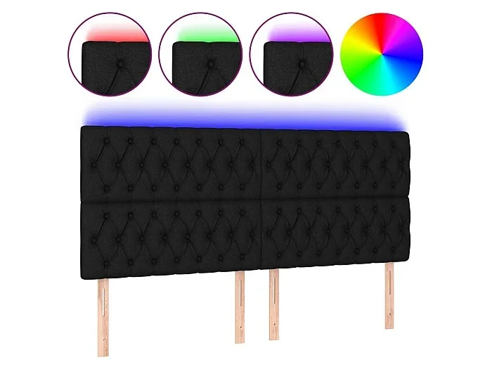 Cabecero con luces LED tela negro 180x7x118/128 cm ES94816