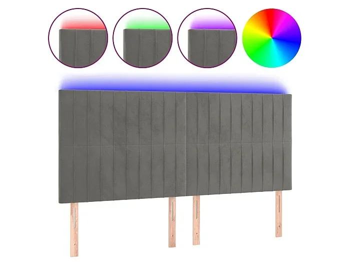 Cabecero con luces LED terciopelo gris claro 160x5x118/128 cm ES32320