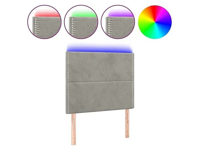Cabecero con luces LED terciopelo gris claro 90x5x118/128 cm ES79241
