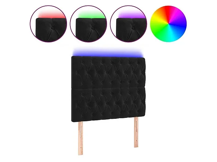 Cabecero con luces LED terciopelo negro 100x7x118/128 cm ES47201