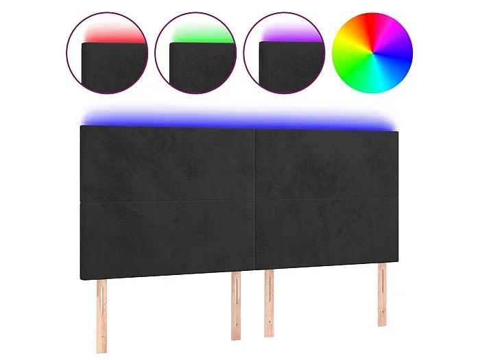 Cabecero con luces LED terciopelo negro 200x5x118/128 cm ES25881