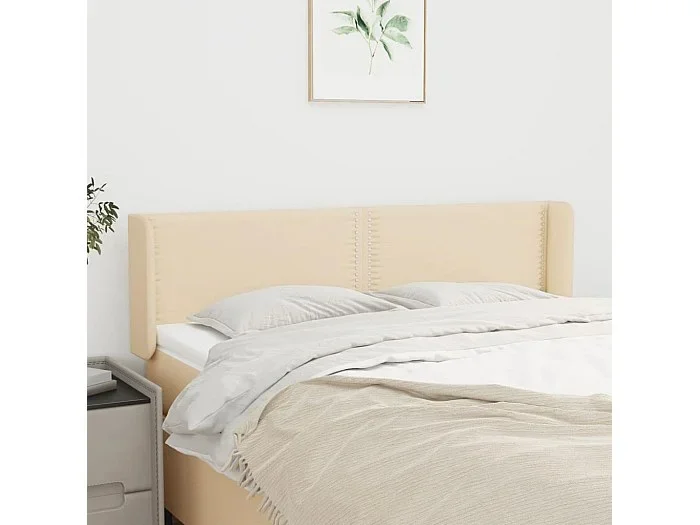 Cabecero con orejas Crema 147x16x78/88 cm Tela