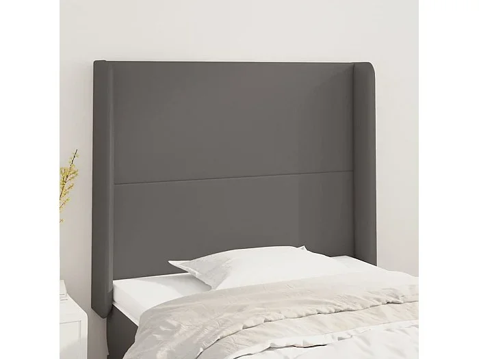 Cabecero con orejas cuero sintético gris 103x16x118/128cm