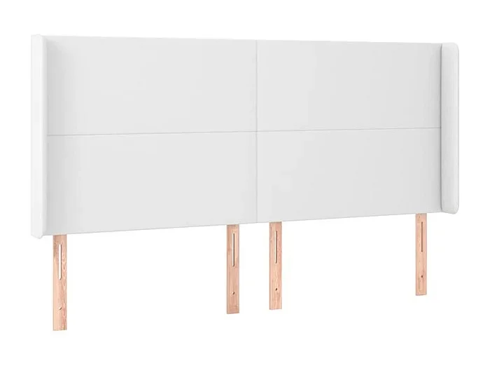 Cabecero con orejas de cuero sintético blanco 203x16x118/128 cm ES52266