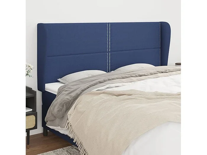 Cabecero con orejas de tela azul 183x23x118/128 cm ES55815
