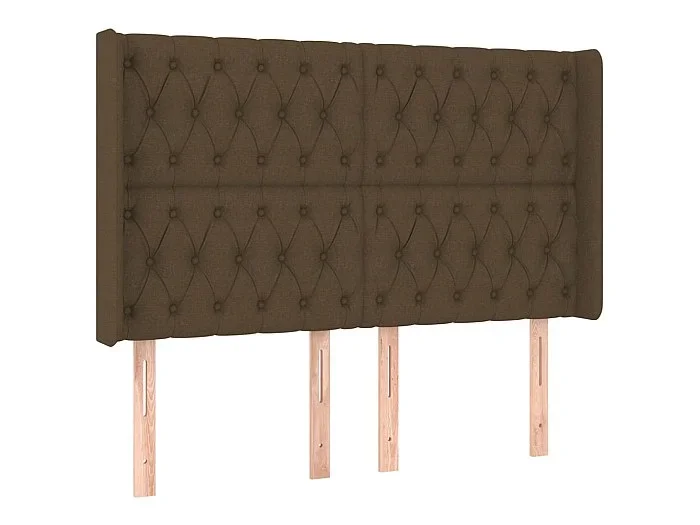 Cabecero con orejas de tela marrón oscuro 163x16x118/128 cm ES75031