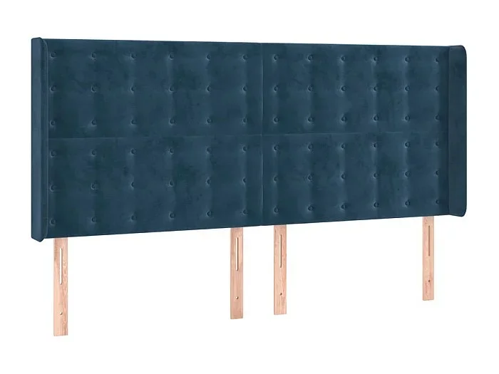 Cabecero con orejas de terciopelo azul oscuro 163x16x118/128 cm ES44722