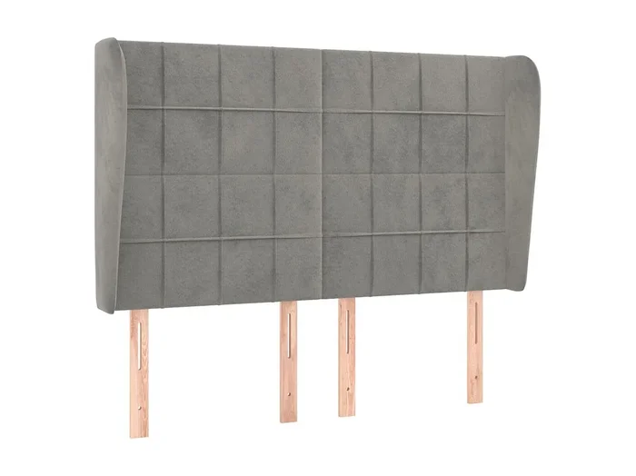 Cabecero con orejas de terciopelo gris claro 147x23x118/128 cm ES18513