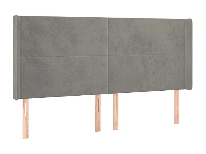 Cabecero con orejas de terciopelo gris claro 163x16x118/128 cm ES16304