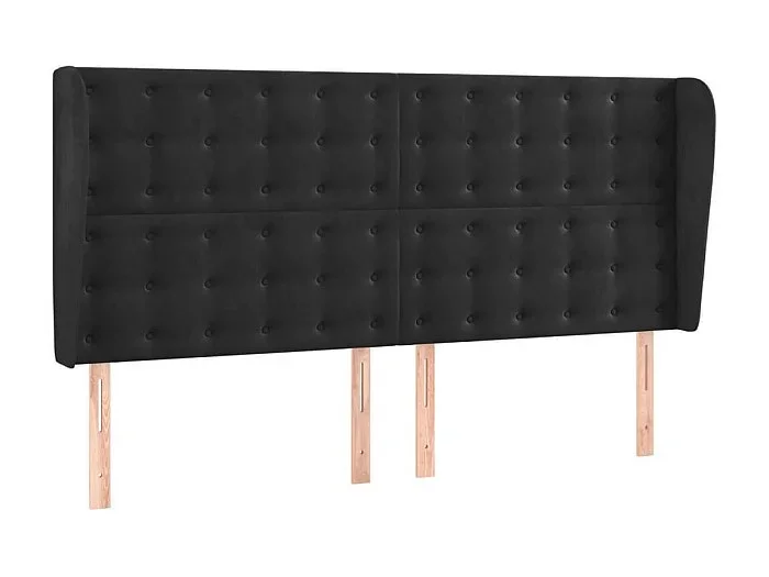 Cabecero con orejas de terciopelo gris claro 163x23x118/128 cm ES14342