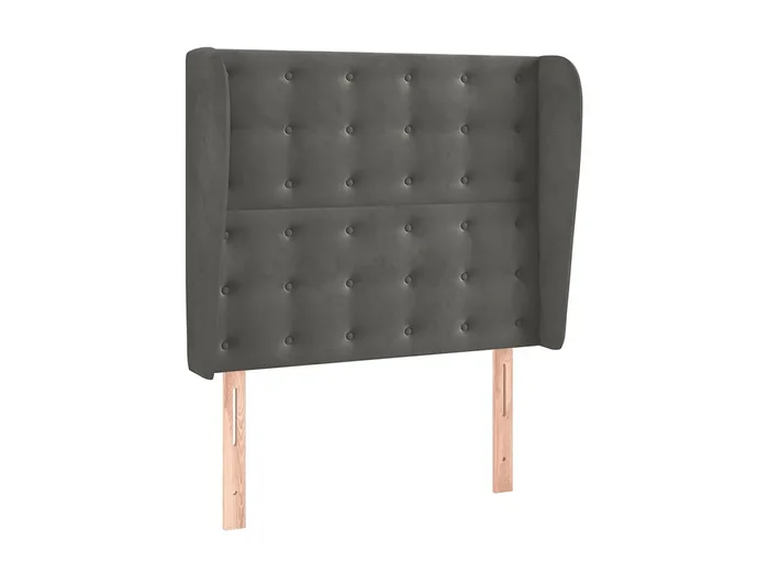 Cabecero con orejas de terciopelo gris oscuro 103x23x118/128 cm ES65312