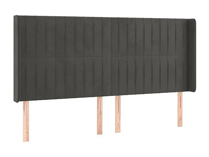 Cabecero con orejas de terciopelo gris oscuro 163x16x118/128 cm ES47041