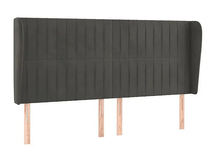Cabecero con orejas de terciopelo gris oscuro 183x23x118/128 cm ES30254