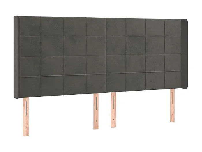 Cabecero con orejas de terciopelo gris oscuro 203x16x118/128 cm ES90946