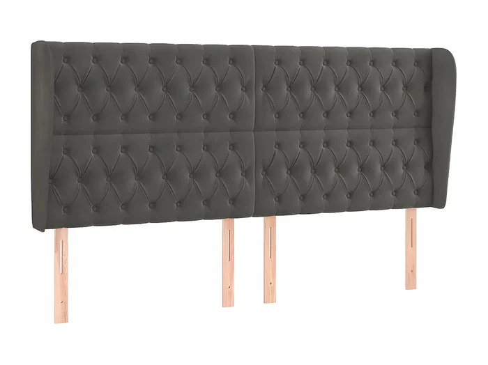 Cabecero con orejas de terciopelo gris oscuro 203x23x118/128 cm ES98136