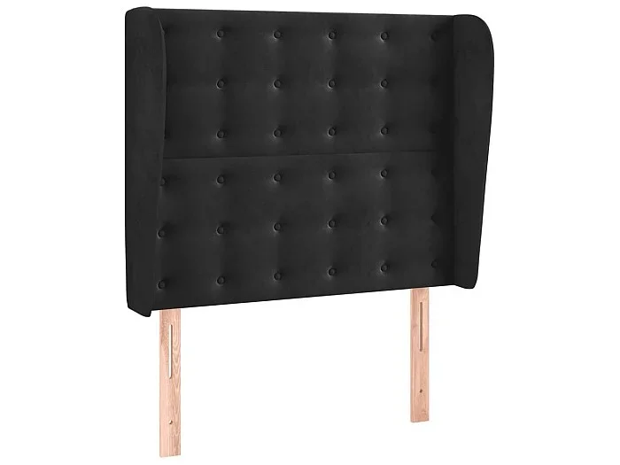 Cabecero con orejas de terciopelo negro 103x23x118/128 cm ES20119
